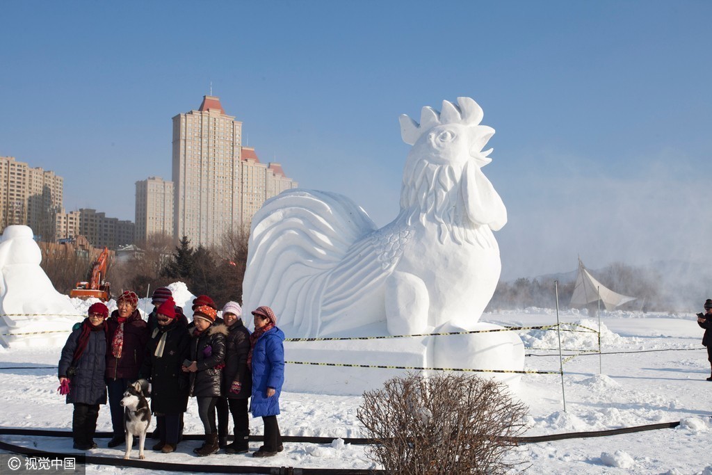 吉林：松花江畔5米高雪雞雕塑面世引圍觀